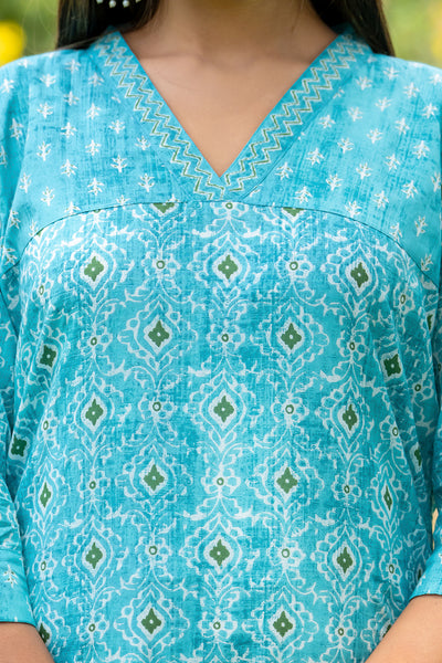 Turquoise Buti Persian Kurta Set