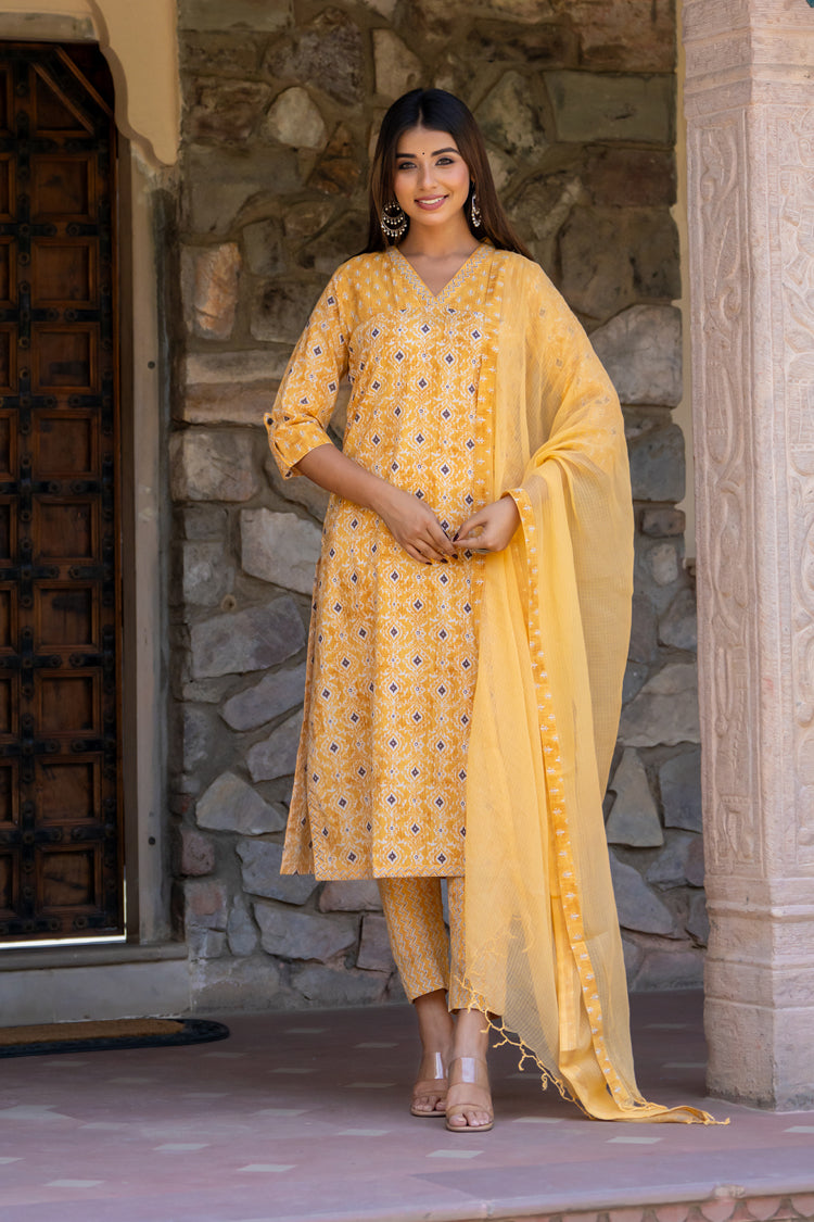 Yellow Buti Persian Kurta Set