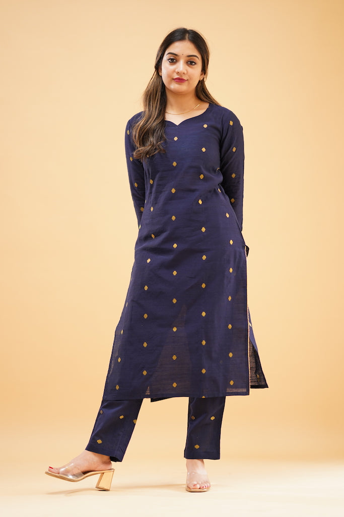 EXP - Navy Blue Gold Butta  Co-ord Set