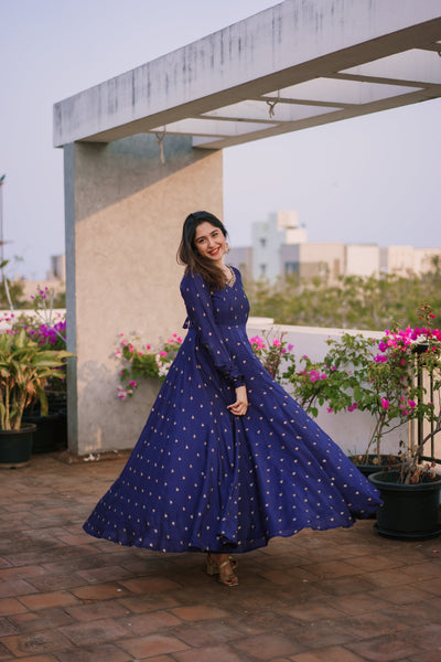 Buy White Designer Long Chikan Kari Work Anarkali Gown Kurti with Dupatta  Dress for Women | Jaipur Saree & Kurti (Medium) at Amazon.in