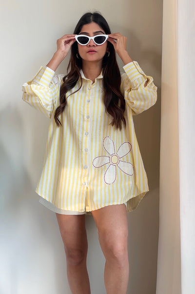 Seersucker Daisy Stripe Shirt