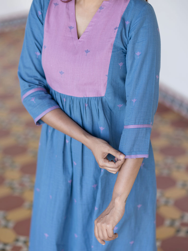 Blueberry Blush Handloom A-Line Kurta