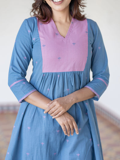 Blueberry Blush Handloom A-Line Kurta