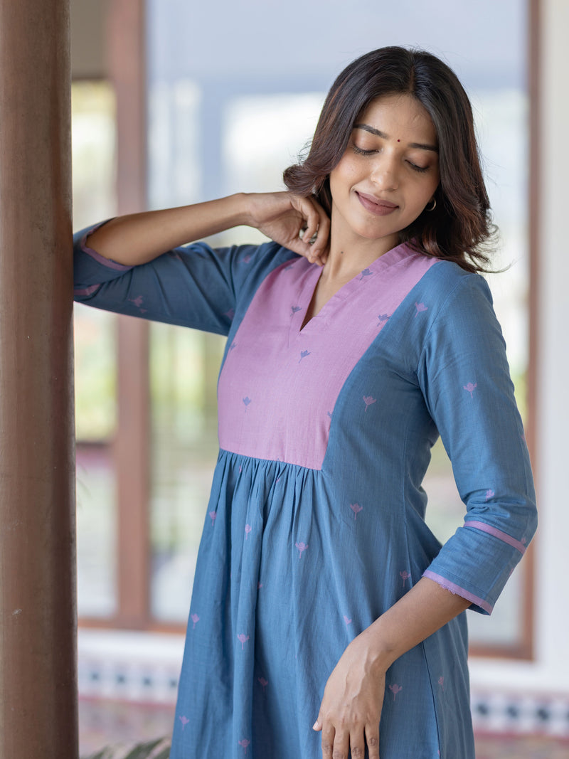 Blueberry Blush Handloom A-Line Kurta