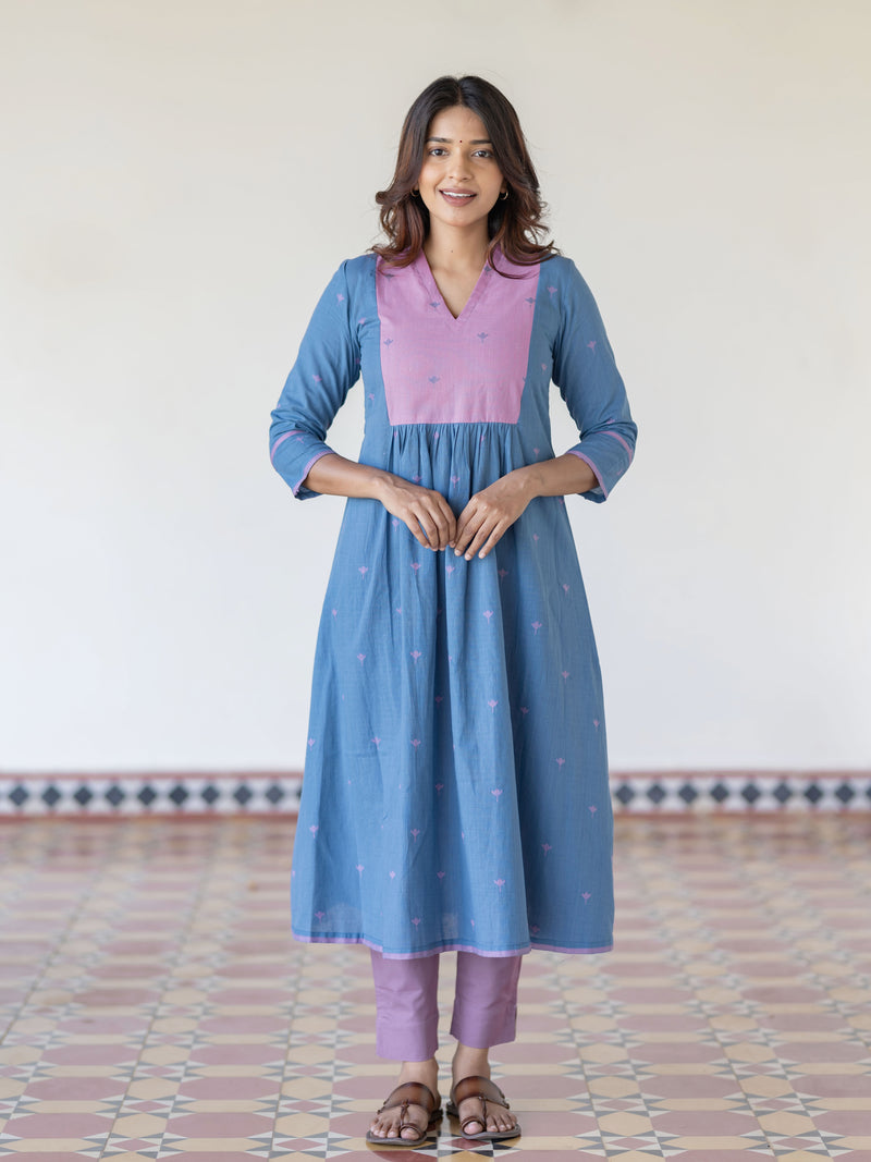 Blueberry Blush Handloom A-Line Kurta