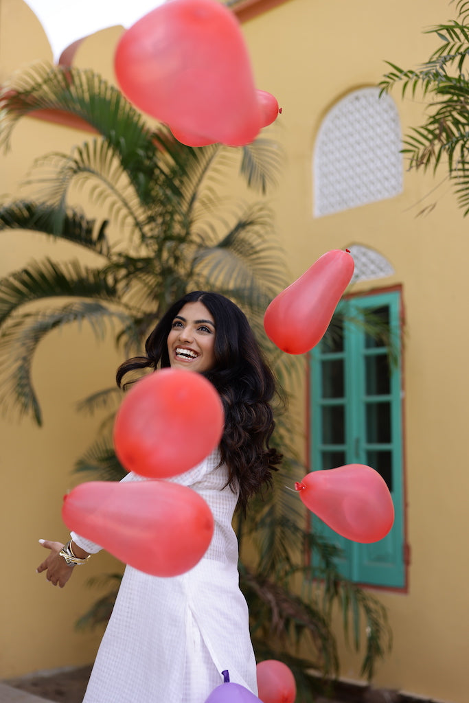 Peonia White Kurta-Pant with Stripe Bralette