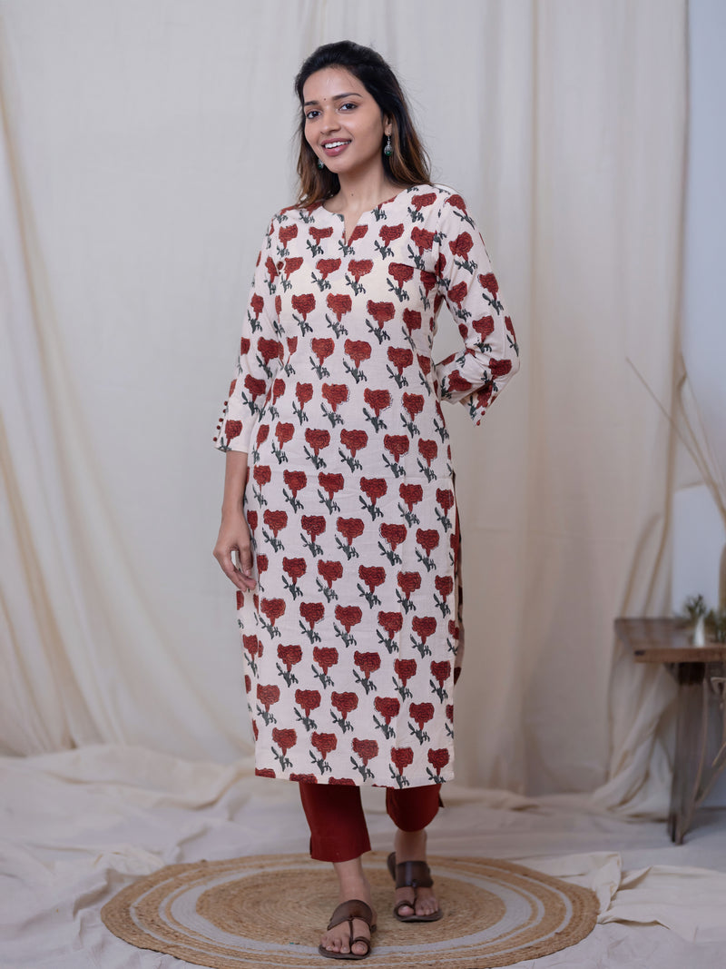 Rustic Charm Handblock Cotton Kurta