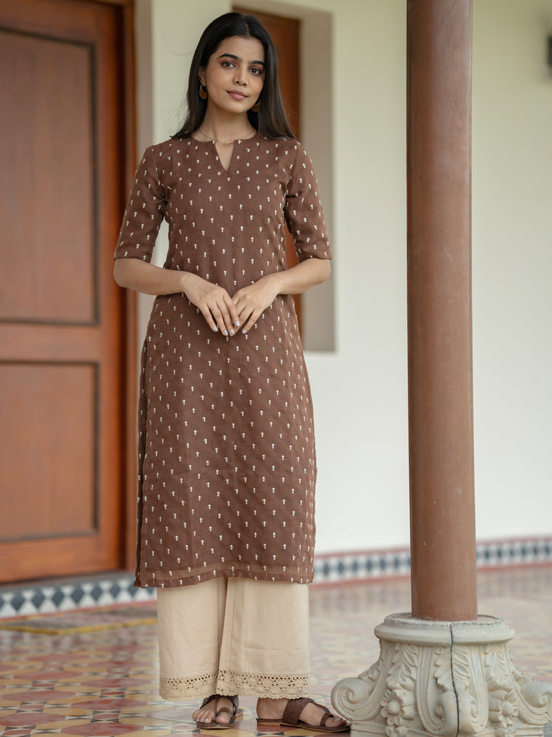 Cinnamon Embroidered Kurta