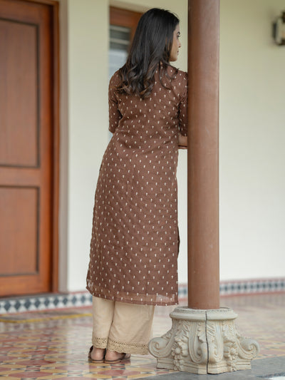 Cinnamon Embroidered Kurta