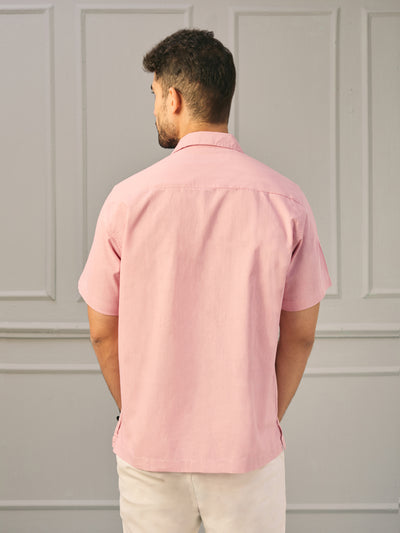 EXP - Pink Khadi Cotton Shirt With Patch Pocket