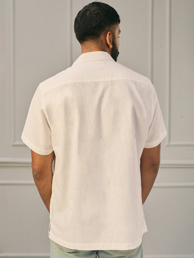 EXP - White Khadi Cotton Shirt With Patch Pocket