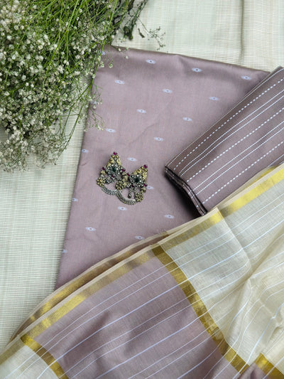 Meenakshi Mauve Silk Suit - Unstitched