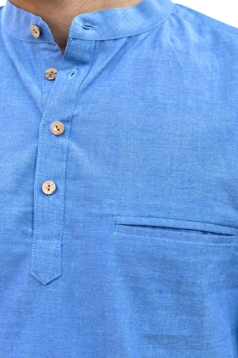 Royal Blue Cotton Short Kurta