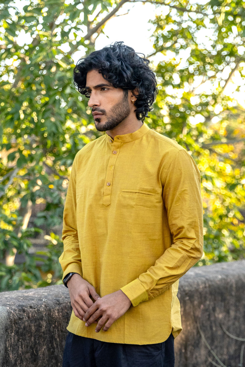 Olive Cotton Short Kurta