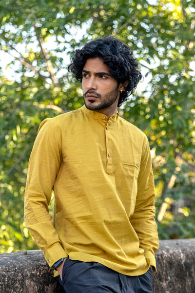 Olive Cotton Short Kurta