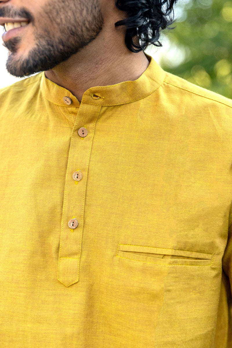 Olive Cotton Short Kurta