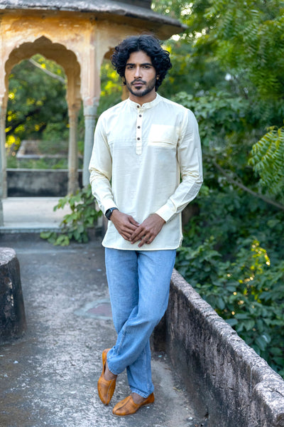 White Cotton Short Kurta