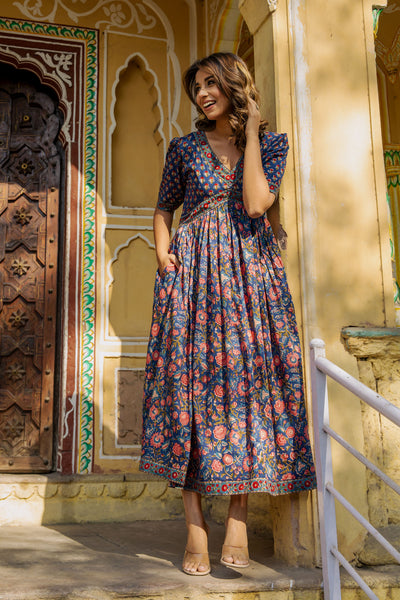 Gauhar Blue Floral Nyra Dress