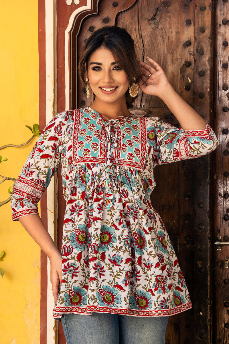 Gulzar Floral Flare Short Kurta