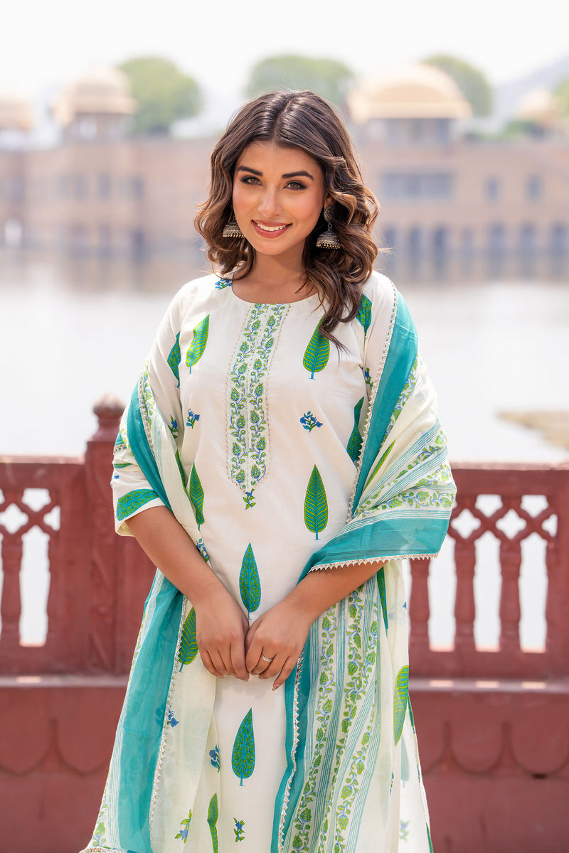 Green Mughal bagh kurta set