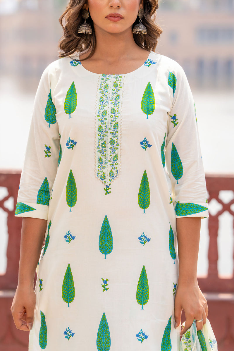 Green Mughal bagh kurta set