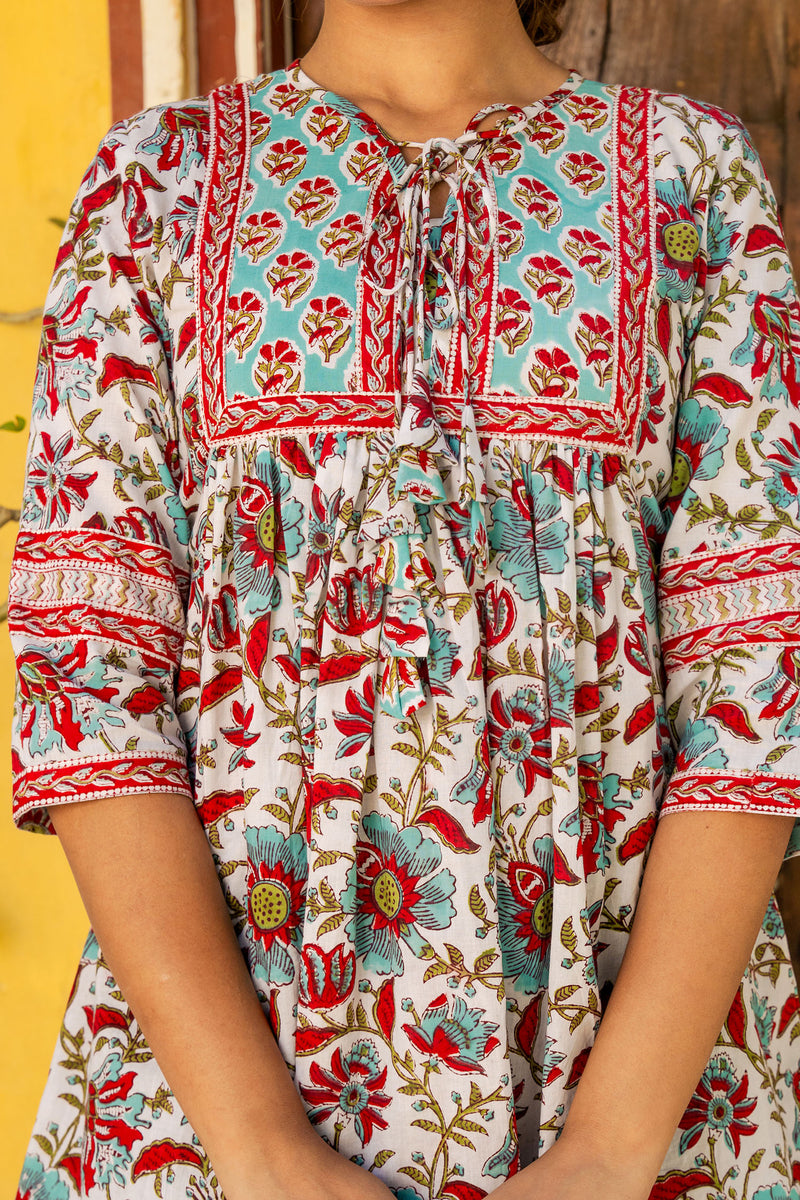 Gulzar Floral Flare Short Kurta