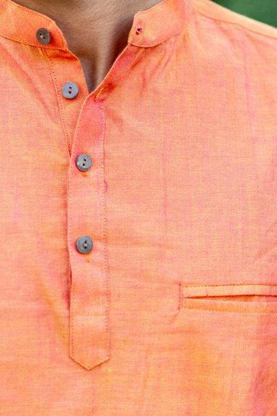 Orange Cotton Short Kurta