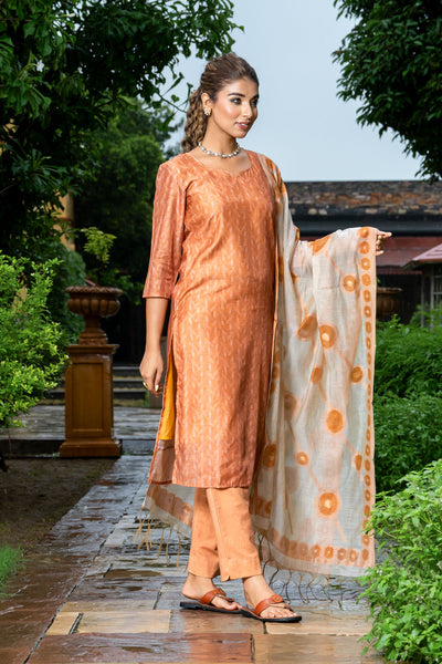 Mustard Diamond Chanderi Kurta Set