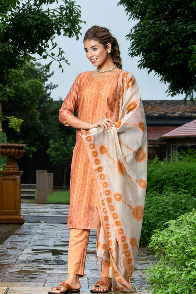 Mustard Diamond Chanderi Kurta Set