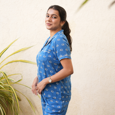 BLUE ELEPRINT MUSLIN PYJAMAS