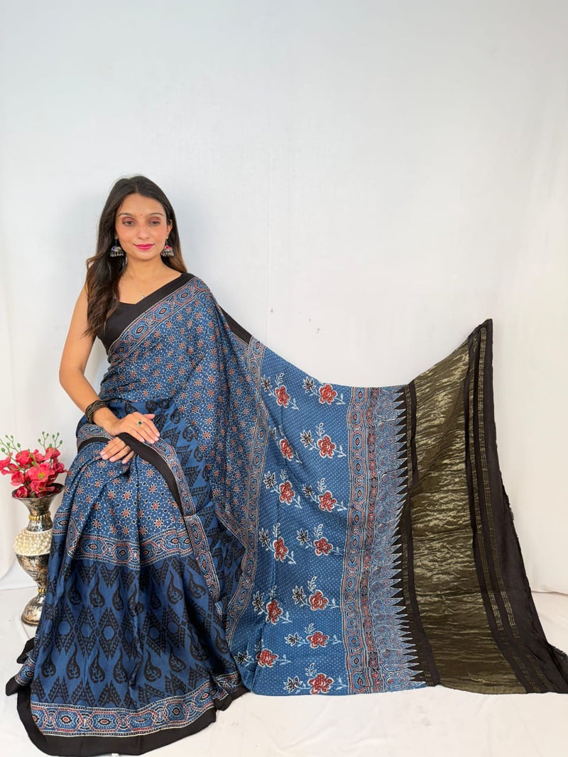Ajrakh Modal Saree 014