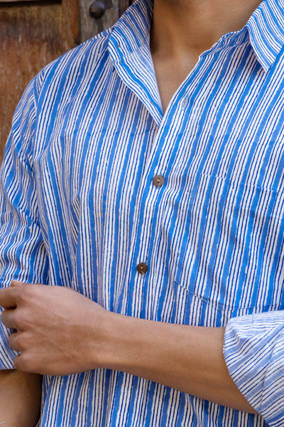 Blue Double Stripe Full Sleeve Shirt