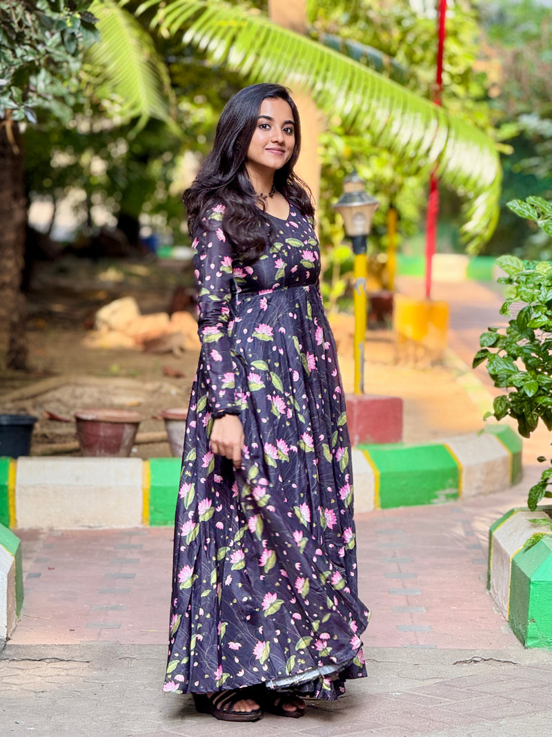 EXP - Mrunali Black Lotus Tussar Silk Anarkali