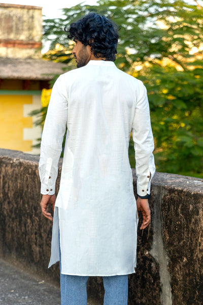 White Cotton Long Kurta