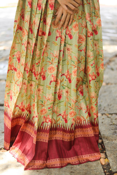 Thaarika Crop Top & Skirt - Mint