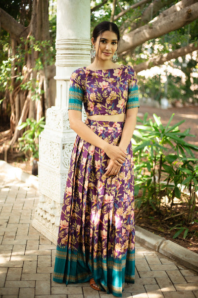 EXP - Thaarika Crop Top & Skirt - Purple