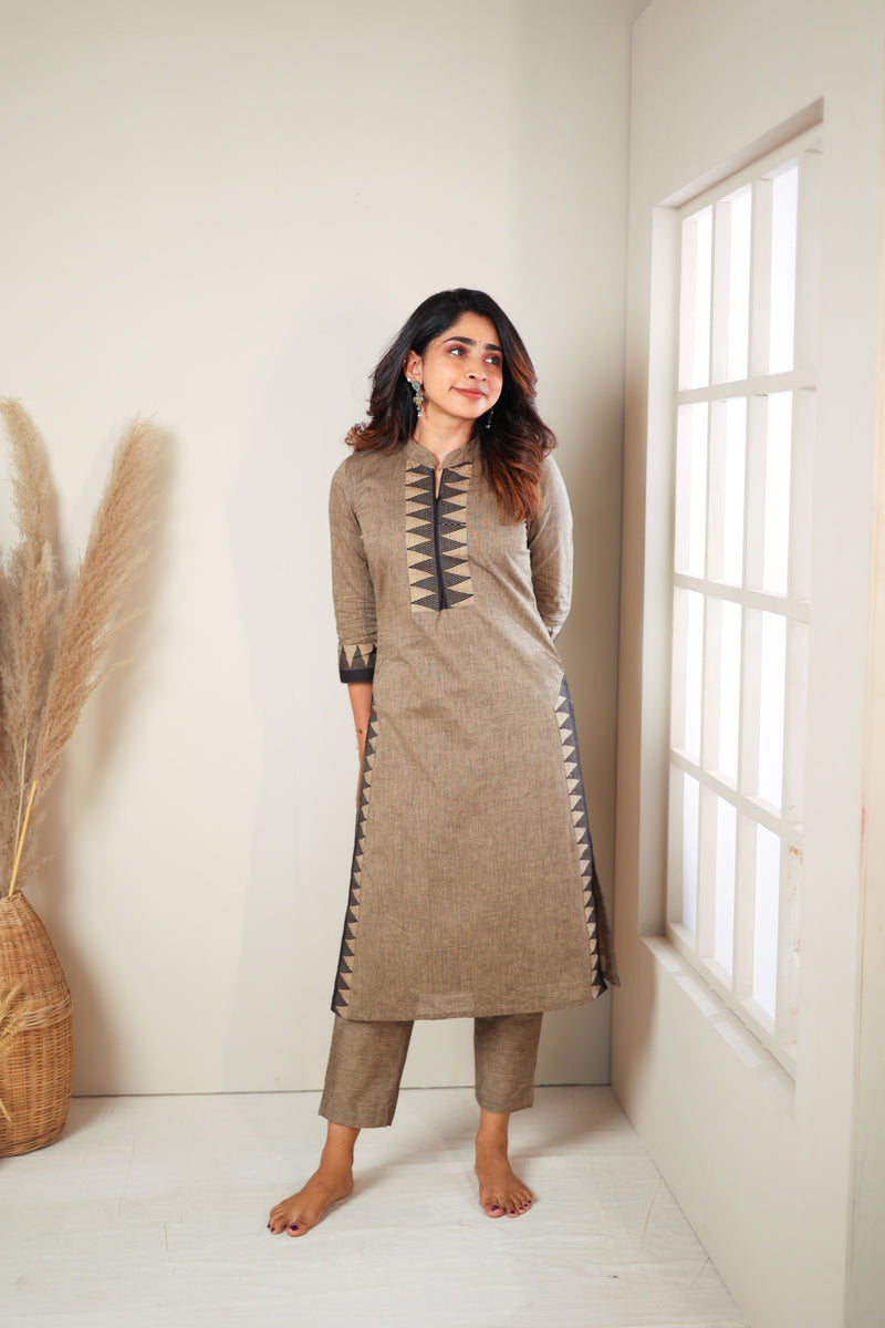 Rithi Grey & Black Kurti Set