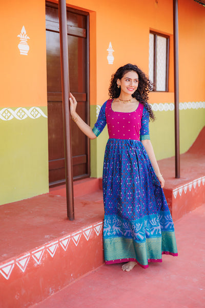 EXP - Bhumika Blue Pochampally Dress