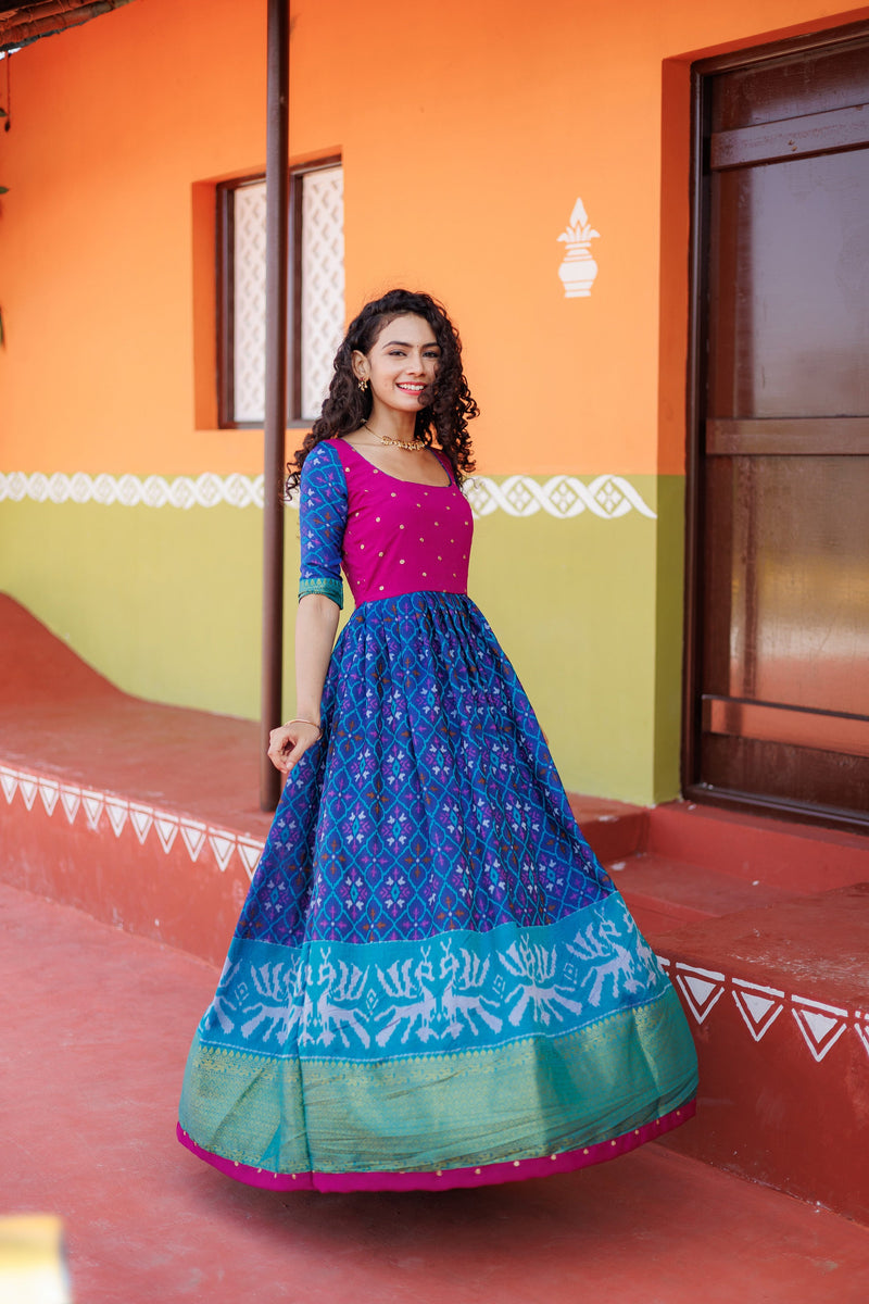 EXP - Bhumika Blue Pochampally Dress