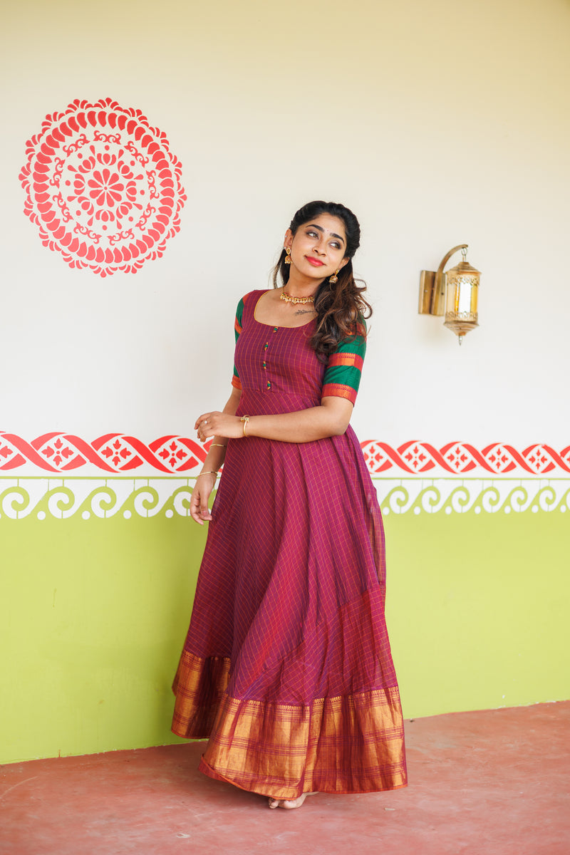 Sahana Magenta Narayanpet Cotton Dress
