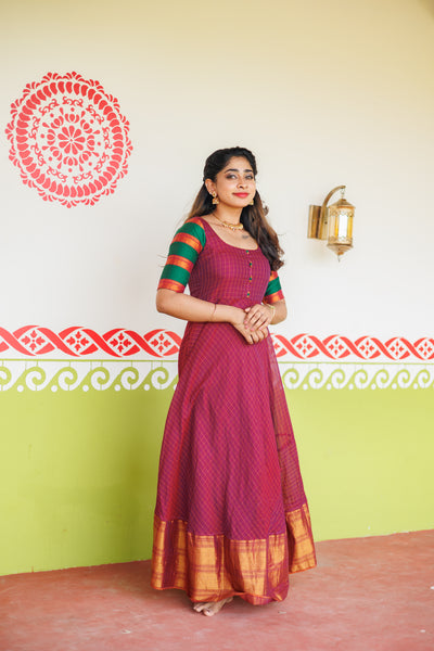 Sahana Magenta Narayanpet Cotton Dress