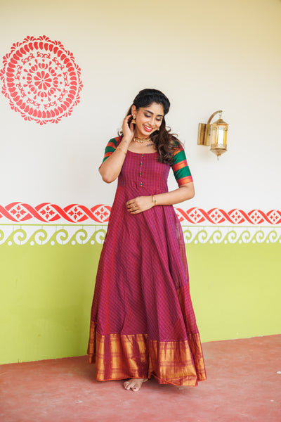 Sahana Magenta Narayanpet Cotton Dress