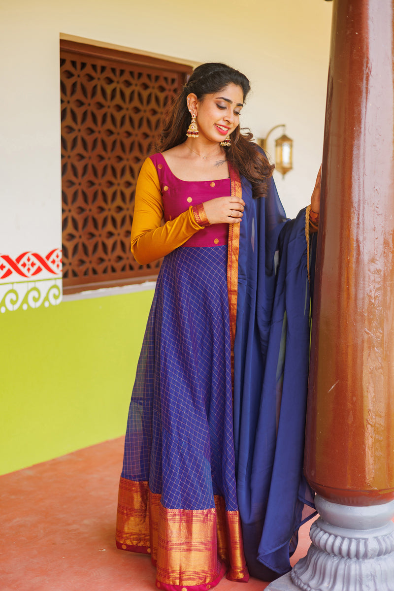 Inbha Blue with Magenta Dress