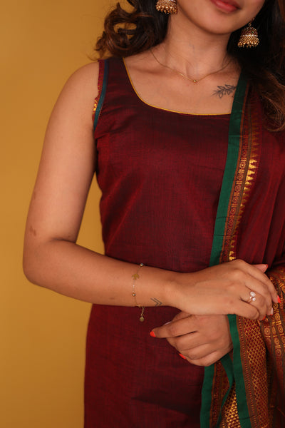 Tarika Maroon Kurti Set - Maroon Dupatta