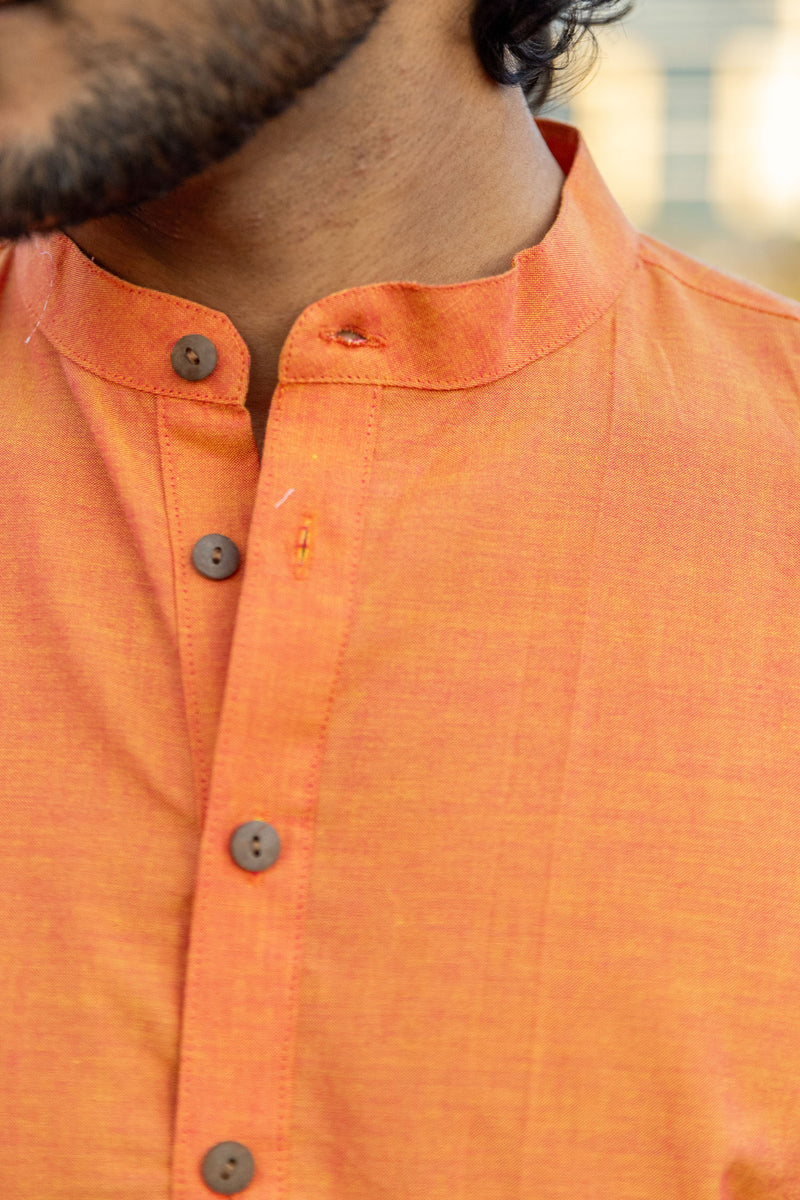 Orange Cotton Long Kurta