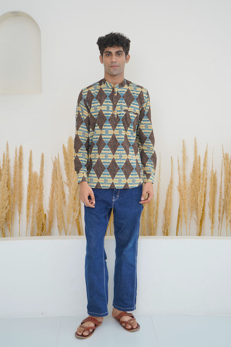 Brown Pyramid Short Kurta