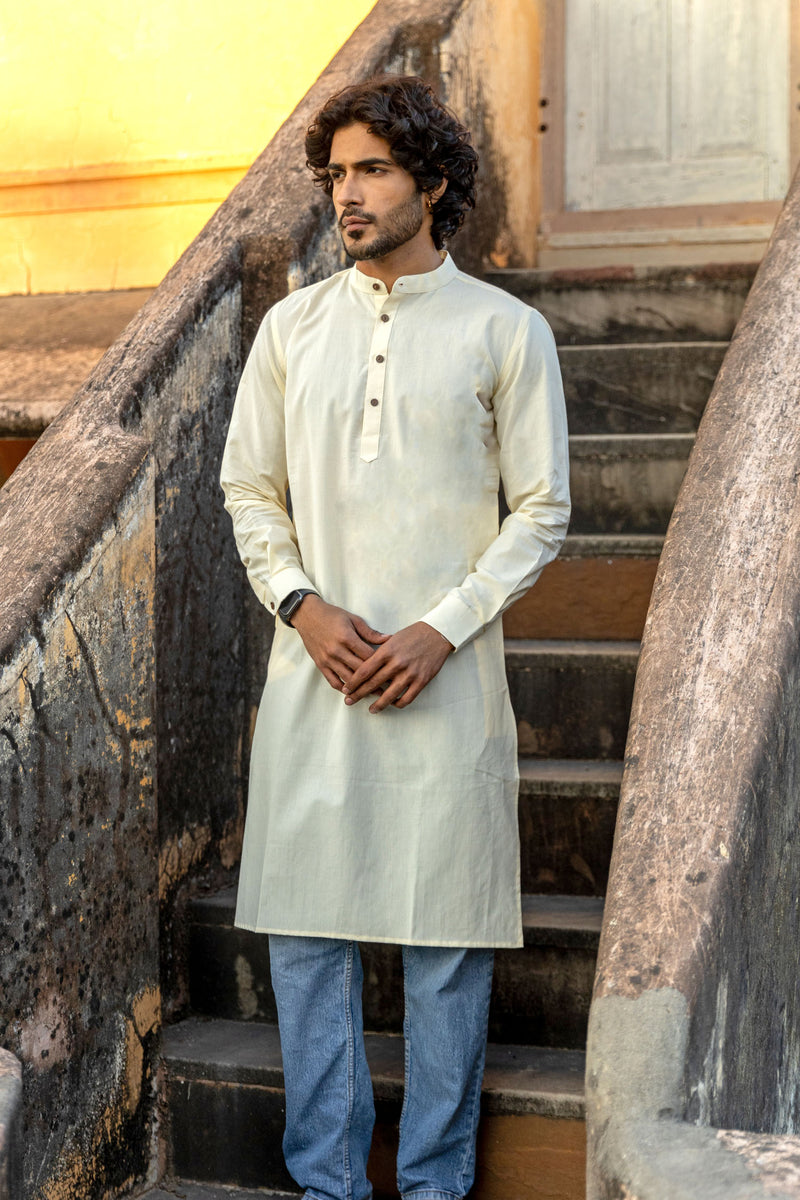 Off white Cotton Long Kurta