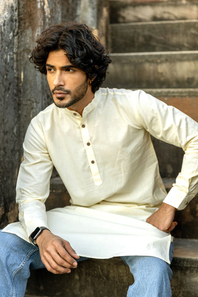 Off white Cotton Long Kurta