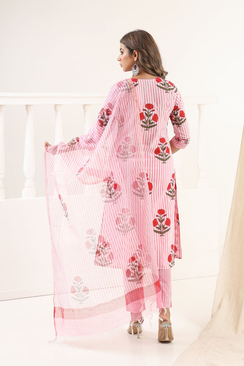 Red Poppy Mughal Kurta Set