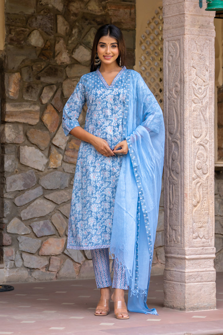 Pastel Blue Persian Kurta Set